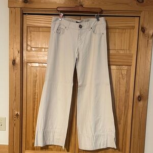 Vintage Wet Seal Super Low Rise SUPER Wide-Leg Flare Trousers Cream - Y2K